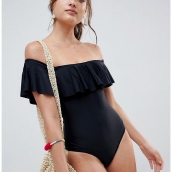 ASOS New Look Bardot Frill Ruffle Off Shoulde - Picture 2 of 8